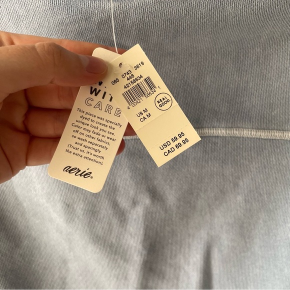 Aerie | New Heights Crop Turtleneck Sweatshirt Blue Cloud Wash - Picture 5 of 6